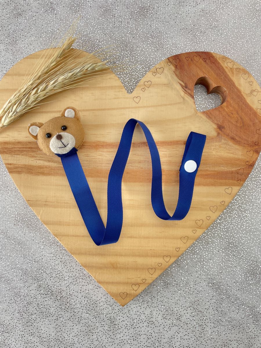PRENDEDOR DE CHUPETA URSO AZUL MARINHO