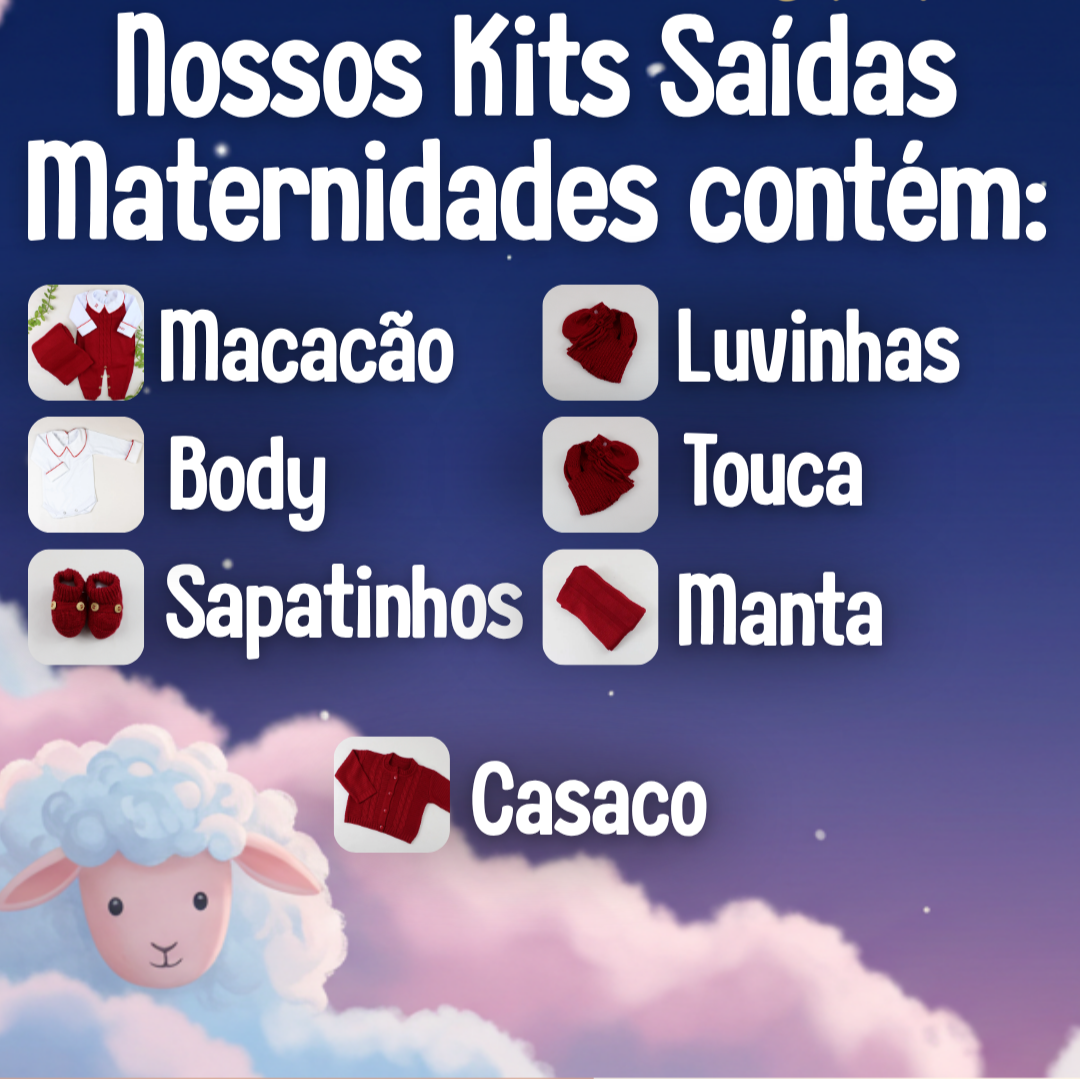 Saída Maternidade Trama e Pérolas 2 Peças Vermelho