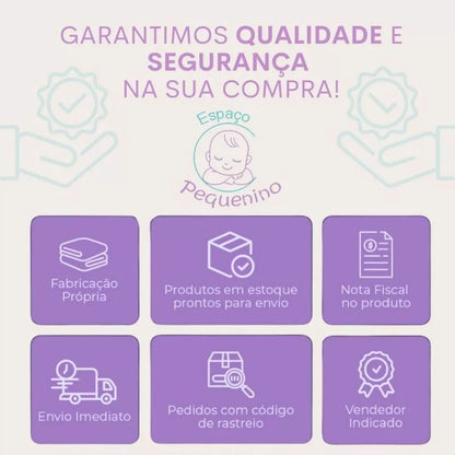 Kit Ninho Redutor de Berço 400 Fios + Almofadinha Decorativa + Almofada de Amamentação