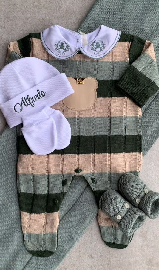 Kit Saída Maternidade Personalizável Completo ALFREDO | Personalize Com o Nome do Seu Príncipe