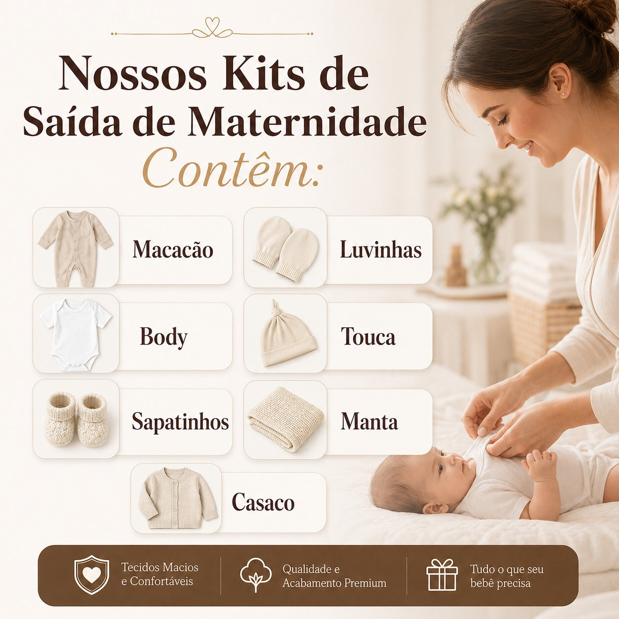 Kit Saída Maternidade Ana Hellen 6 Peças