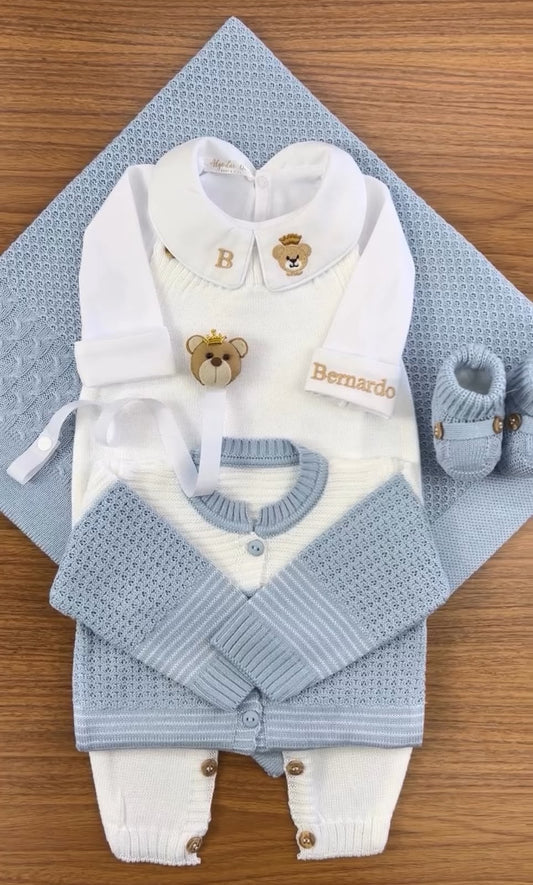 Kit Maternidade Personalizado Completo Ursinho azul Bernado | Personalize Com o Nome do seu Príncipe