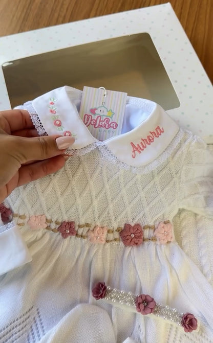 Kit Saída Maternidade Aurora Branca 6 Peças PROMO DIA DOS PAIS