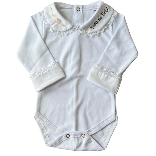 BODY BORDADO ROSA CLARO P/ PERSONALIZAR