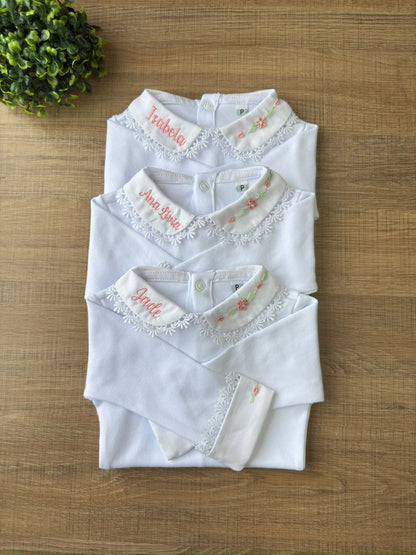 BODY BORDADO ROSE P/ PERSONALIZAR