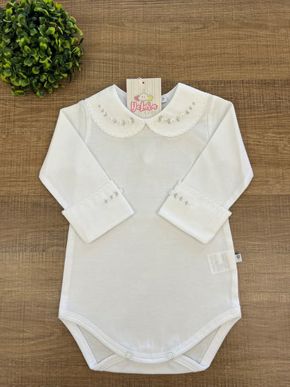 BODY BRANCO BORDADO ROCOCO FLOR BRANCO