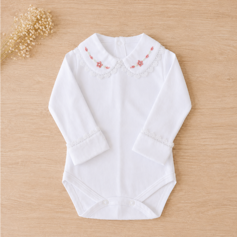 BODY BRANCO BORDADO ROSE
