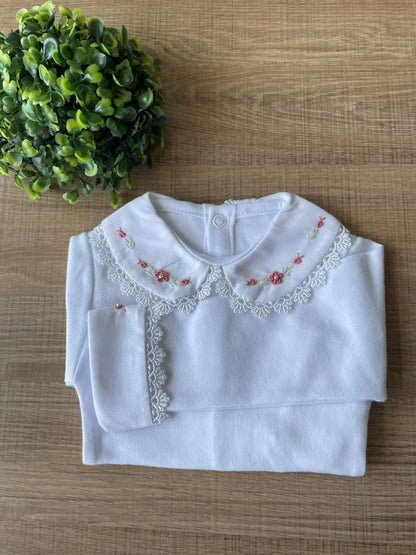 BODY BRANCO BORDADO ROSE