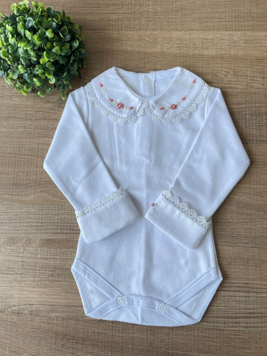 BODY BRANCO BORDADO ROSE