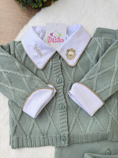 KIT SAIDA MATERNIDADE ISAQUE VERDE MARÉ 5 PEÇAS PERSONALIZADO