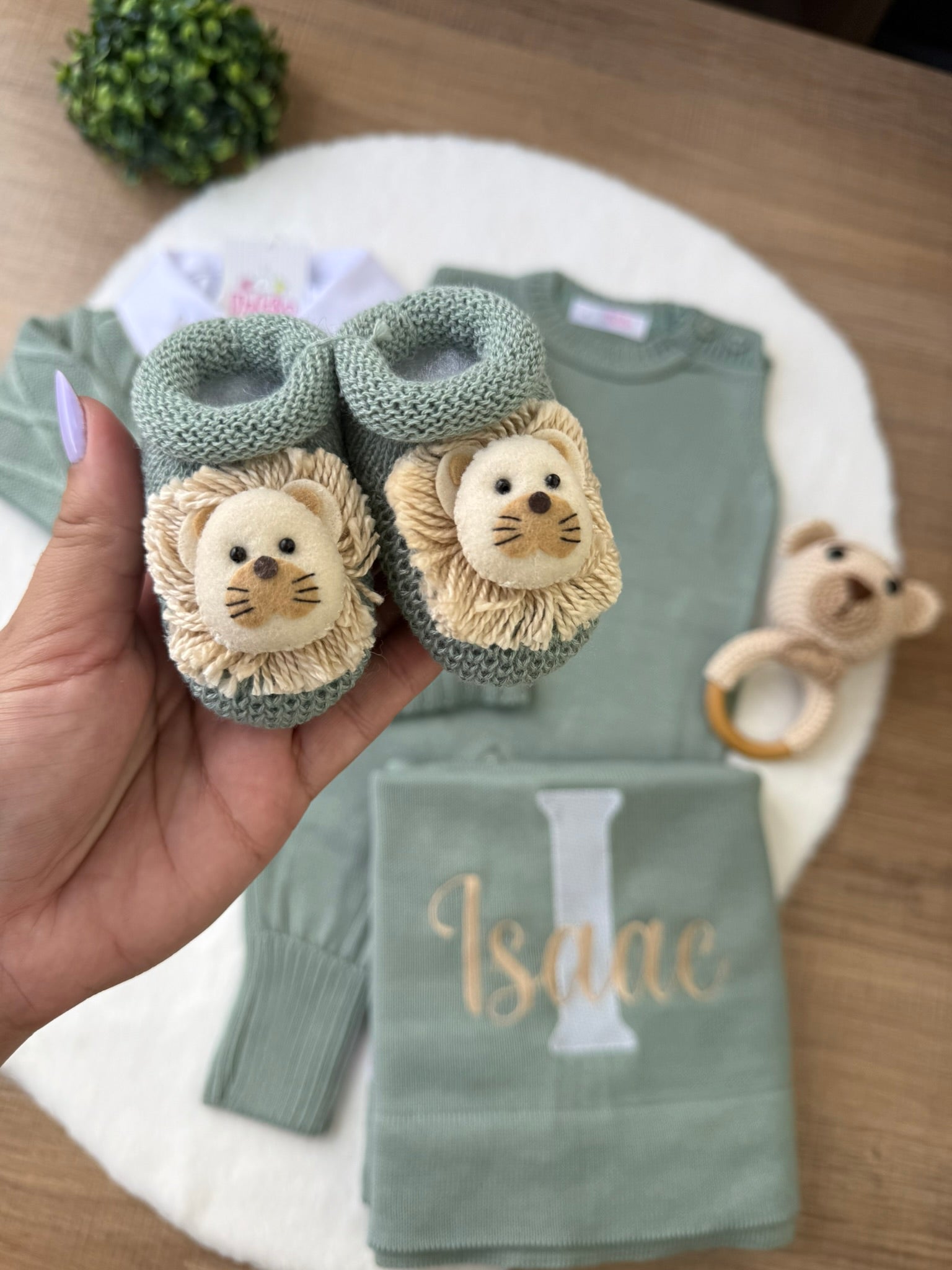 KIT SAIDA MATERNIDADE ISAQUE VERDE MARÉ 5 PEÇAS PERSONALIZADO
