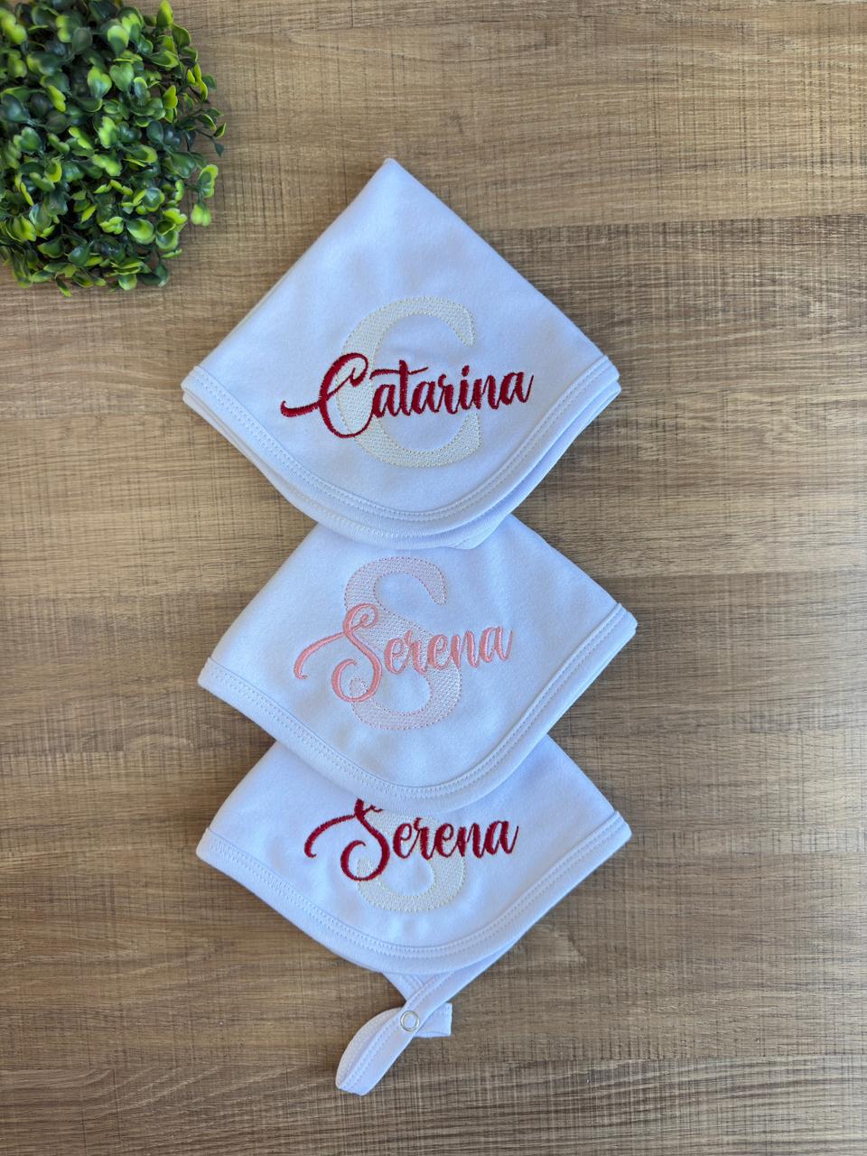 FRALDA DE BOCA BRANCO ALGODÃO PERSONALIZADO