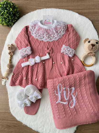 KIT SAIDA DE MATERNIDADE ANA ROSE 6 PEÇAS PERSONALIZADO