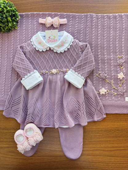 KIT SAIDA DE MATERNIDADE AURORA LILAS 6 PEÇAS