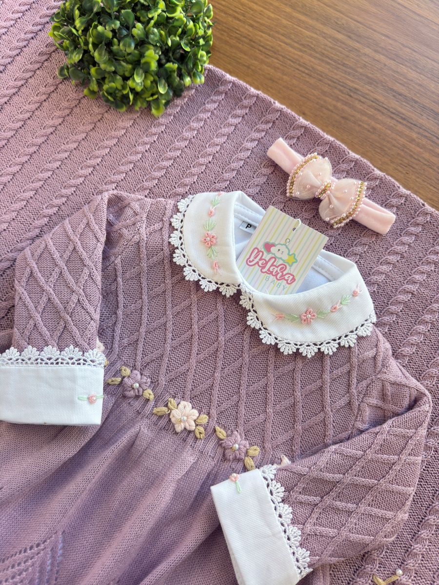 KIT SAIDA DE MATERNIDADE AURORA LILAS 6 PEÇAS