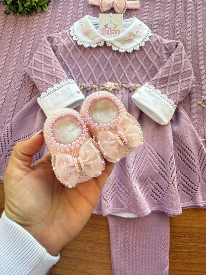 KIT SAIDA DE MATERNIDADE AURORA LILAS 6 PEÇAS