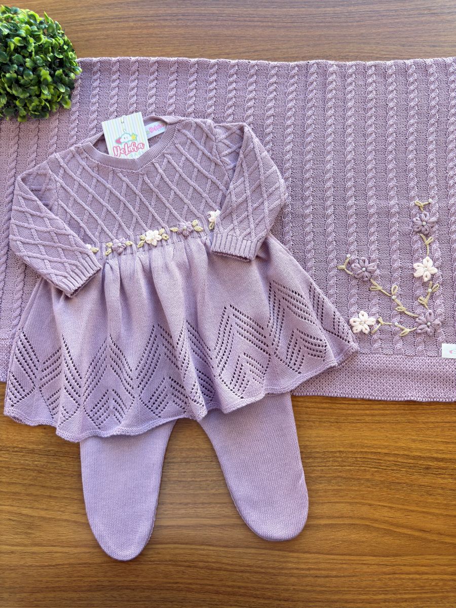 KIT SAIDA DE MATERNIDADE AURORA LILAS 6 PEÇAS