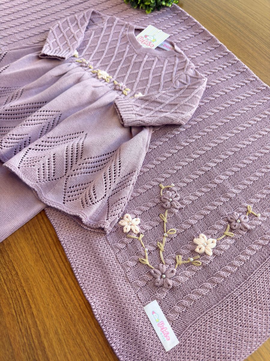 KIT SAIDA DE MATERNIDADE AURORA LILAS 6 PEÇAS