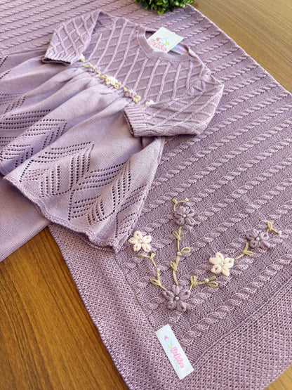 KIT SAIDA DE MATERNIDADE AURORA LILAS 6 PEÇAS