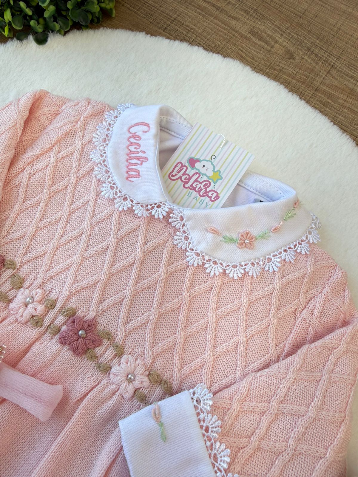 KIT SAIDA DE MATERNIDADE AURORA ROSA 6 PEÇAS PERSONALIZADO