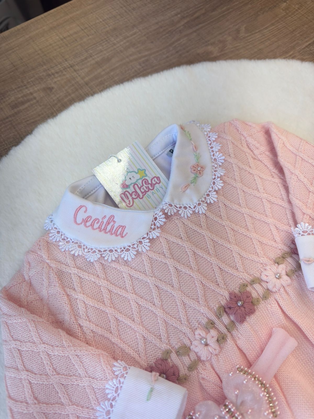 KIT SAIDA DE MATERNIDADE AURORA ROSA 6 PEÇAS PERSONALIZADO