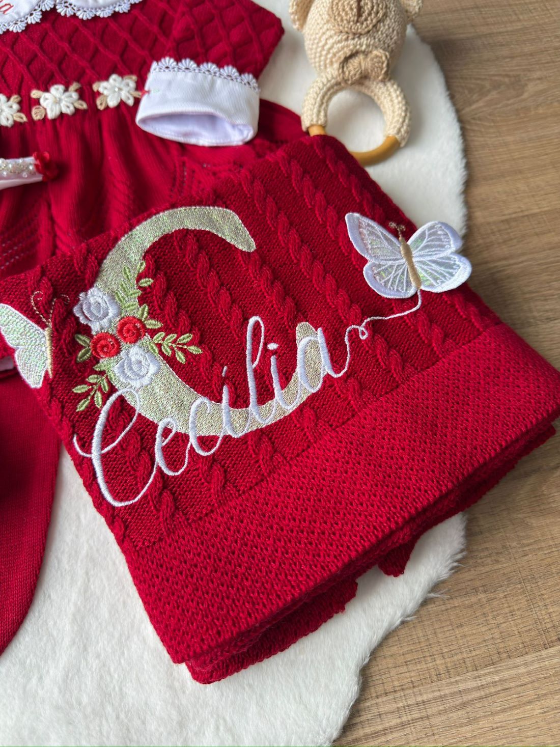 KIT SAIDA DE MATERNIDADE AURORA VERMELHA 6 PEÇAS PERSONALIZADO
