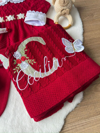 KIT SAIDA DE MATERNIDADE AURORA VERMELHA 6 PEÇAS PERSONALIZADO