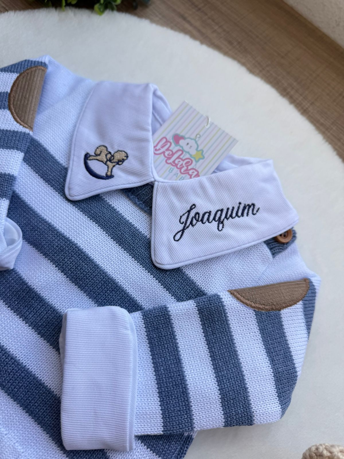 KIT SAIDA DE MATERNIDADE ENZO AZUL 8 PEÇAS PERSONALIZADO