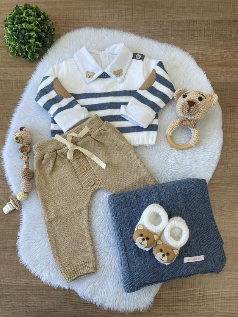 KIT SAIDA MATERNIDADE ENZO AZUL URSO 5 PEÇAS