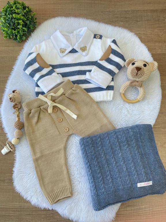 KIT SAIDA MATERNIDADE ENZO AZUL URSO 5 PEÇAS