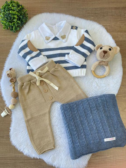 KIT SAIDA MATERNIDADE ENZO AZUL URSO 5 PEÇAS