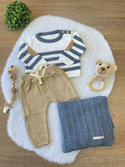 KIT SAIDA MATERNIDADE ENZO AZUL URSO 5 PEÇAS