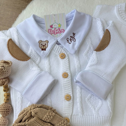 KIT SAIDA DE MATERNIDADE GAEL BRANCA 7 PEÇAS PERSONALIZADO
