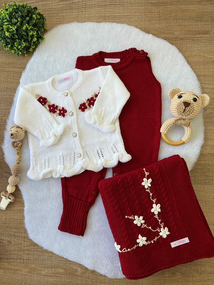 KIT SAIDA DE MATERNIDADE HELENA VERMELHA 6 PEÇAS PERSONALIZADO