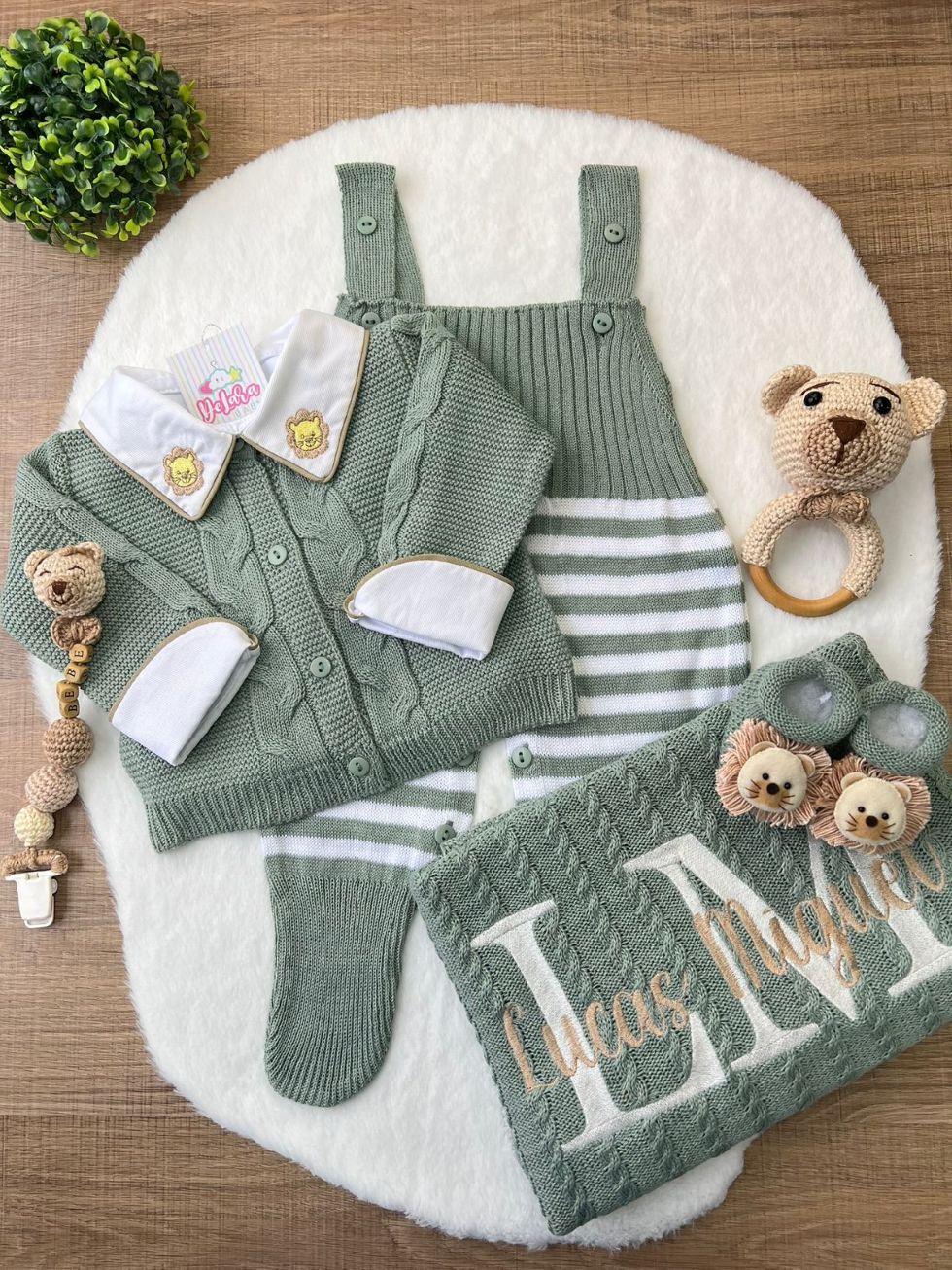 KIT SAIDA DE MATERNIDADE VICENTE 6 PEÇAS PERSONALIZADO