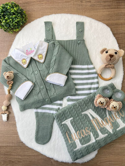 KIT SAIDA DE MATERNIDADE VICENTE 6 PEÇAS PERSONALIZADO