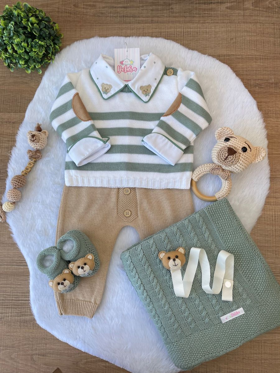 KIT SAIDA MATERNIDADE ENZO VERDE URSO 6 PEÇAS