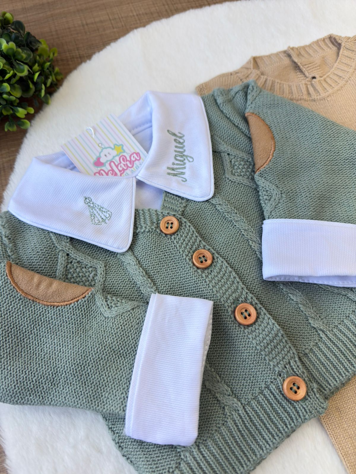 KIT SAIDA MATERNIDADE GAEL VERDE 5 PEÇAS PERSONALIZADO