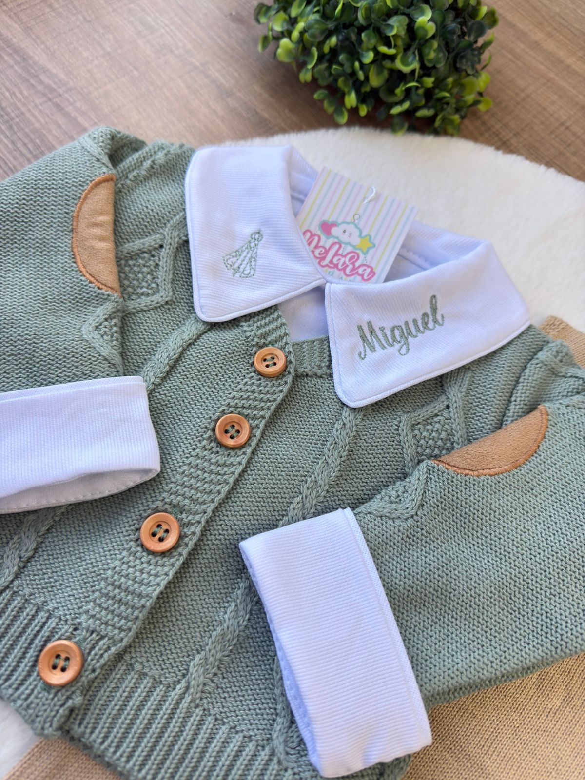 KIT SAIDA MATERNIDADE GAEL VERDE 5 PEÇAS PERSONALIZADO