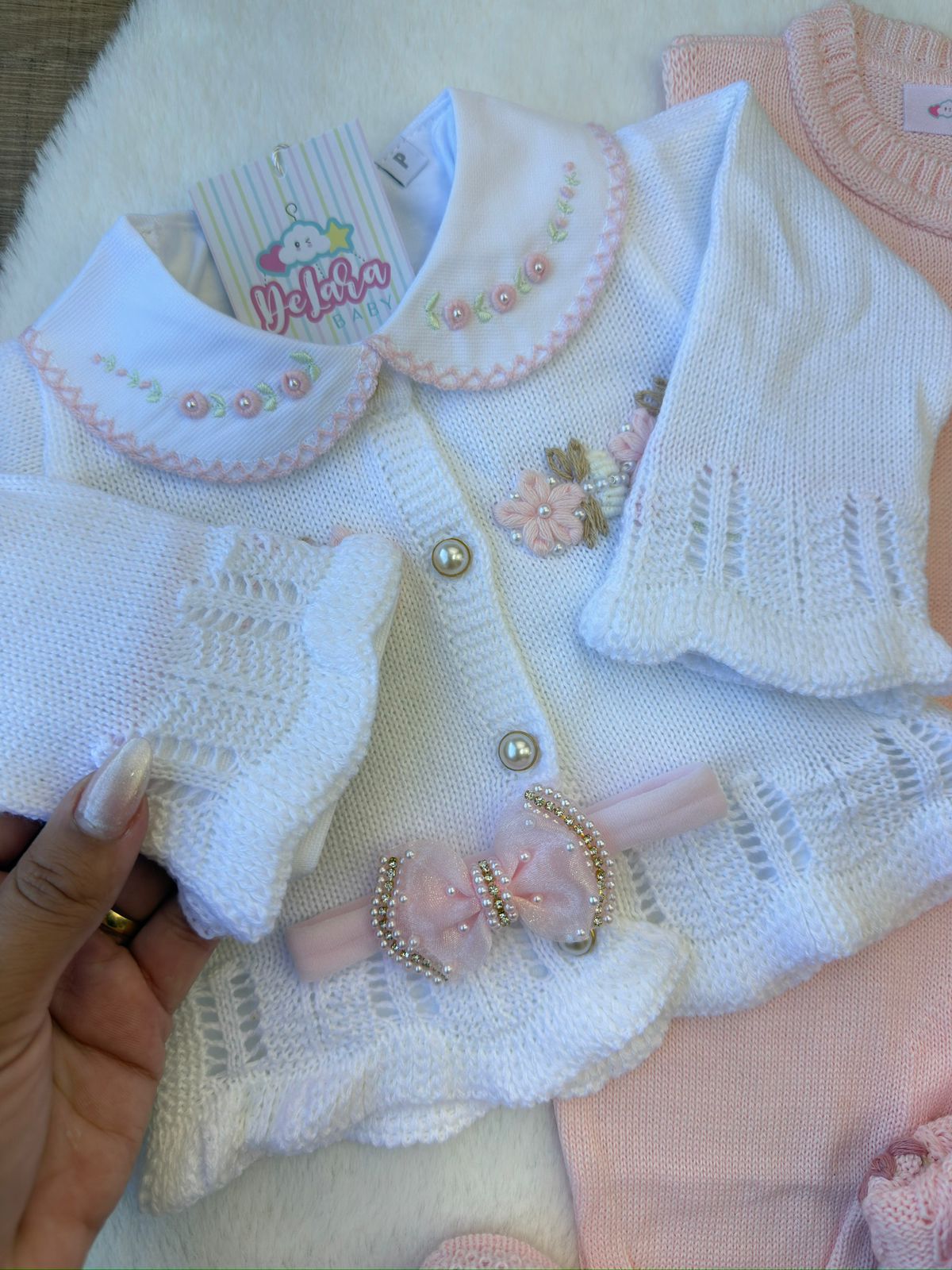KIT SAIDA MATERNIDADE HELENA ROSA CLARO 6 PEÇAS PERSONALIZADO