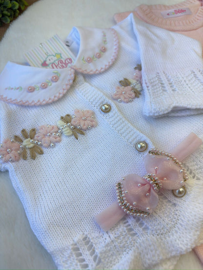KIT SAIDA MATERNIDADE HELENA ROSA CLARO 6 PEÇAS PERSONALIZADO