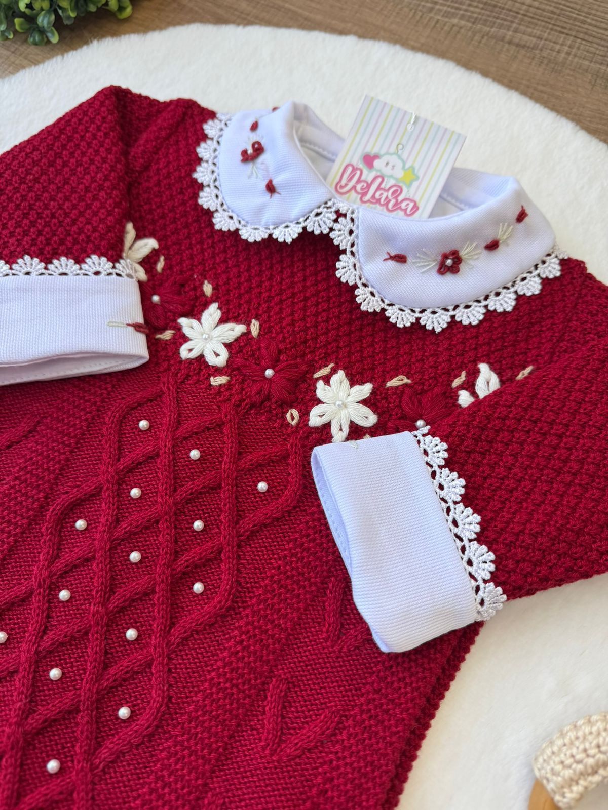 KIT SAIDA MATERNIDADE ISABELA VERMELHO 5 PEÇAS PERSONALIZADO