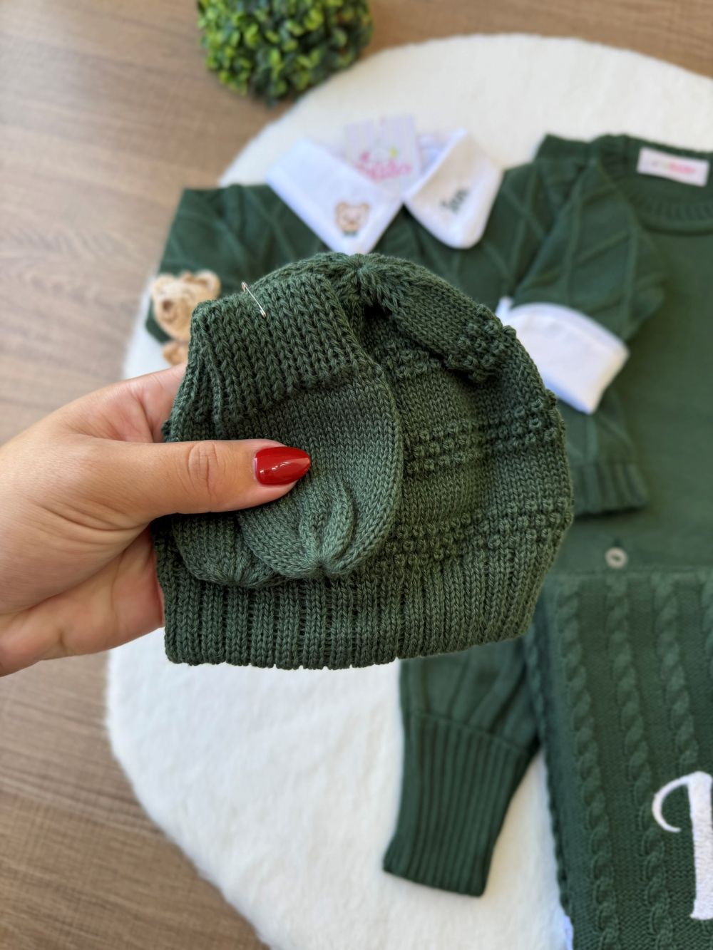 KIT SAIDA MATERNIDADE ISAQUE VERDE MILITAR 5 PEÇAS PERSONALIZADO