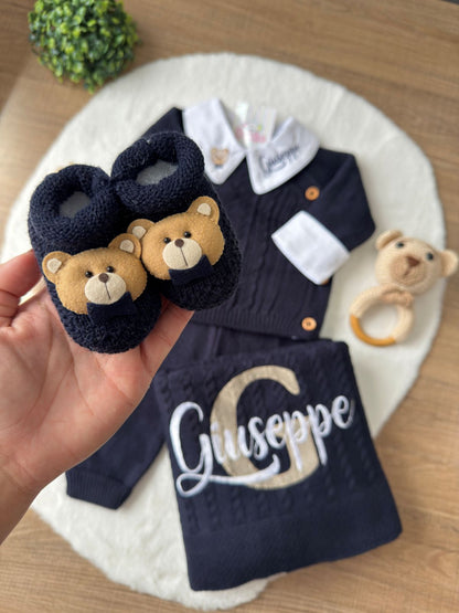 KIT SAIDA MATERNIDADE LEVI AZUL URSO 5 PEÇAS