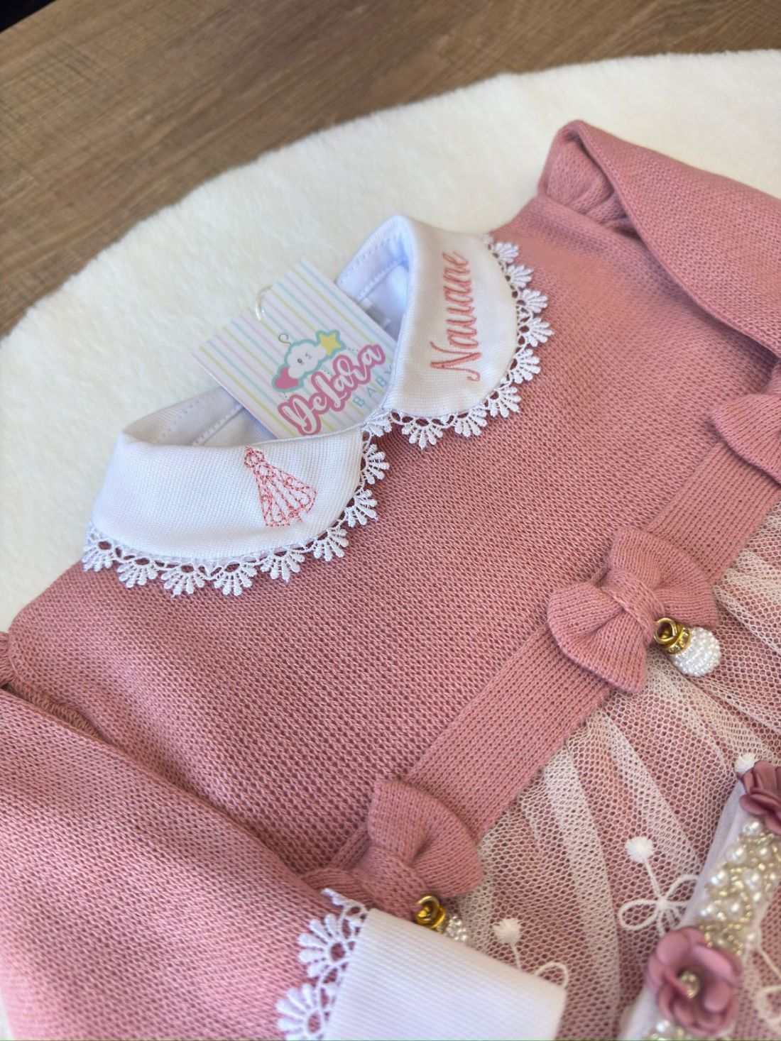 KIT SAIDA MATERNIDADE NICOLLE ROSE 6 PEÇAS (RENDA CORAÇÃO)
