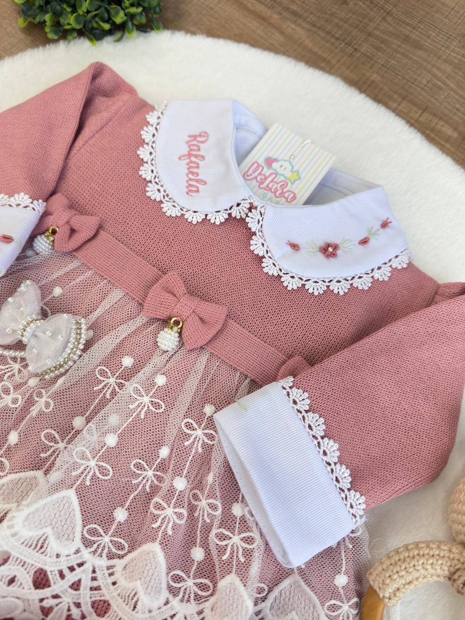 KIT SAIDA MATERNIDADE NICOLLE ROSE 7 PEÇAS PERSONALIZADO