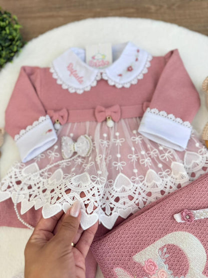 KIT SAIDA MATERNIDADE NICOLLE ROSE 7 PEÇAS PERSONALIZADO