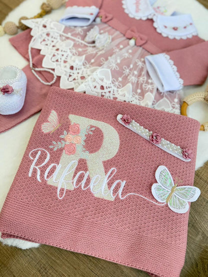 KIT SAIDA MATERNIDADE NICOLLE ROSE 7 PEÇAS PERSONALIZADO