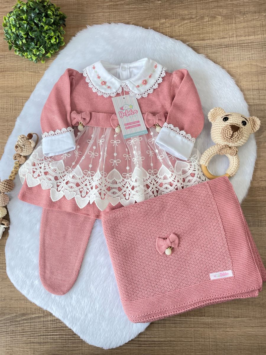 KIT SAIDA MATERNIDADE NICOLLE ROSE 6 PEÇAS (RENDA CORAÇÃO)