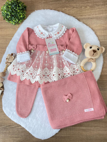 KIT SAIDA MATERNIDADE NICOLLE ROSE 6 PEÇAS (RENDA CORAÇÃO)